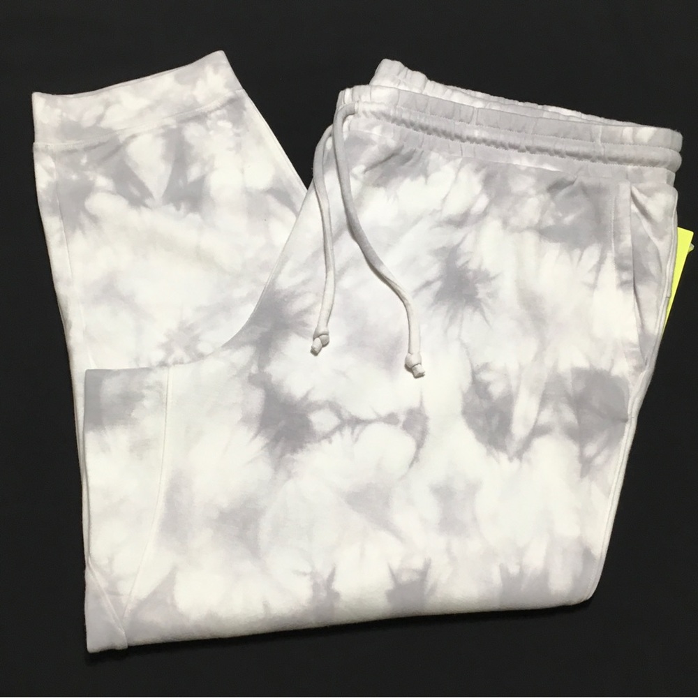 All In Motion Womens 3XL Cream Gray Marble Dye Fleece Slash Pocket Jogger Pants